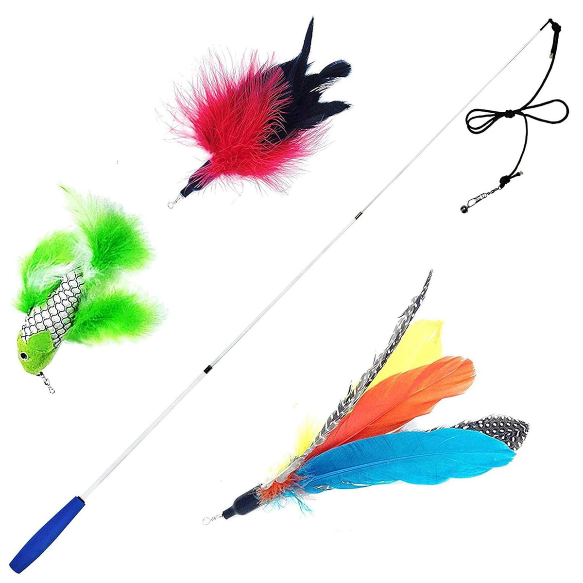 Retractable Interactive Cat Wand with Feathers P1305
