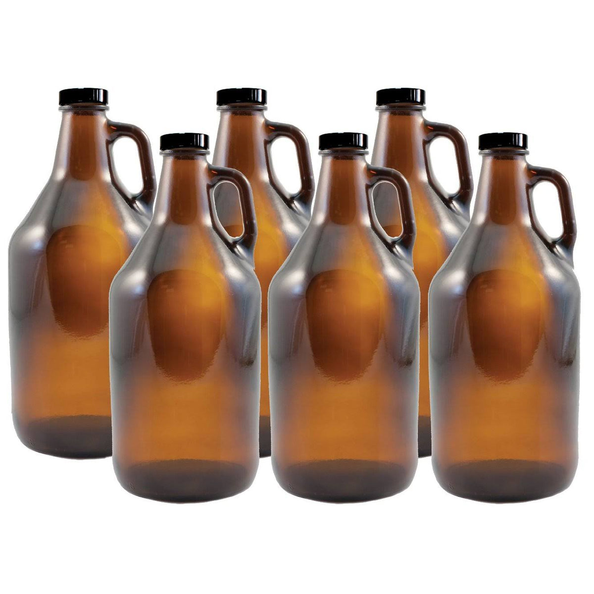 1/2 Gallon Amber Growlers Case of 6 with Polyseal Caps Q312