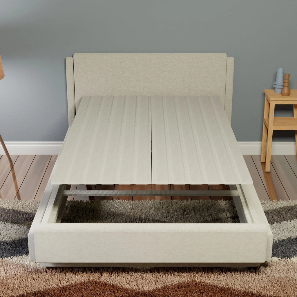0.75” Vertical Mattress Support Wood Slats with Cover, Twin, Gray I295862