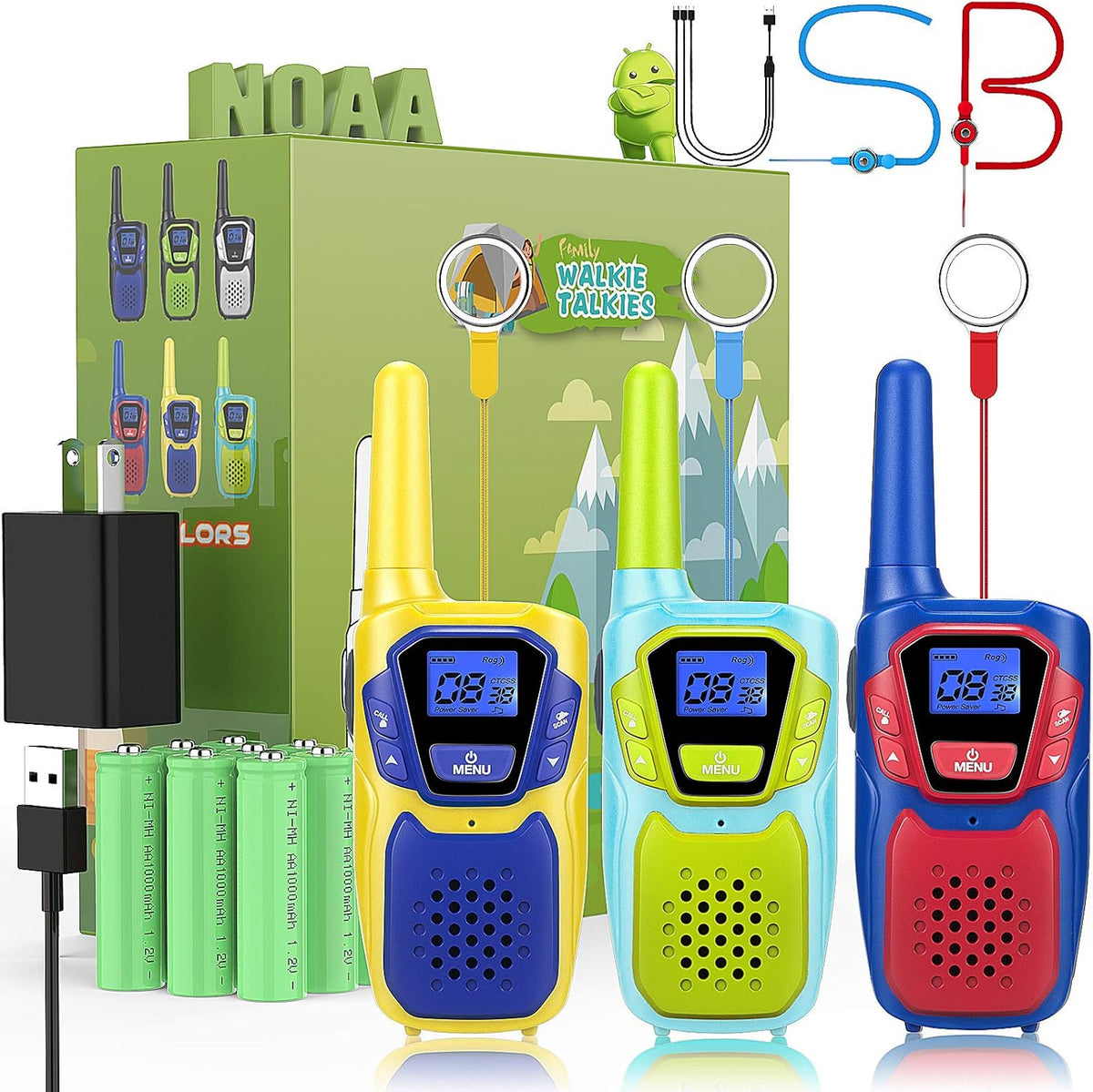Rechargeable Long Range 3 Pack Walkie Talkies N46023