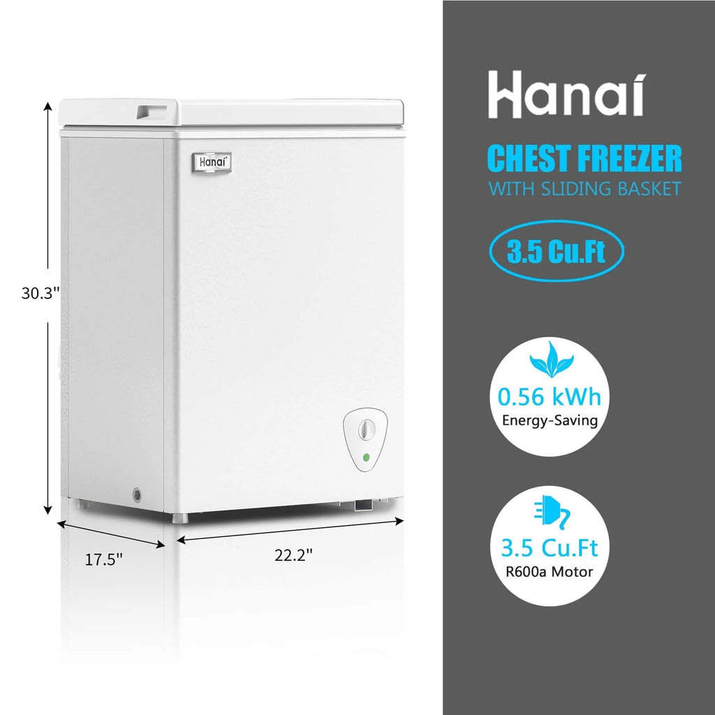 3.5 Cubic Chest Freezer with Storage Basket M42501
