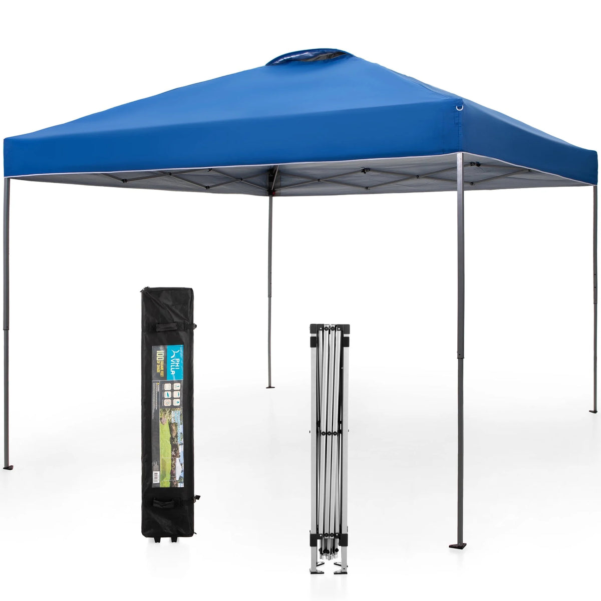 10' x 10' Blue Pop Up Canopy Tent with Wheeled Bag R65672