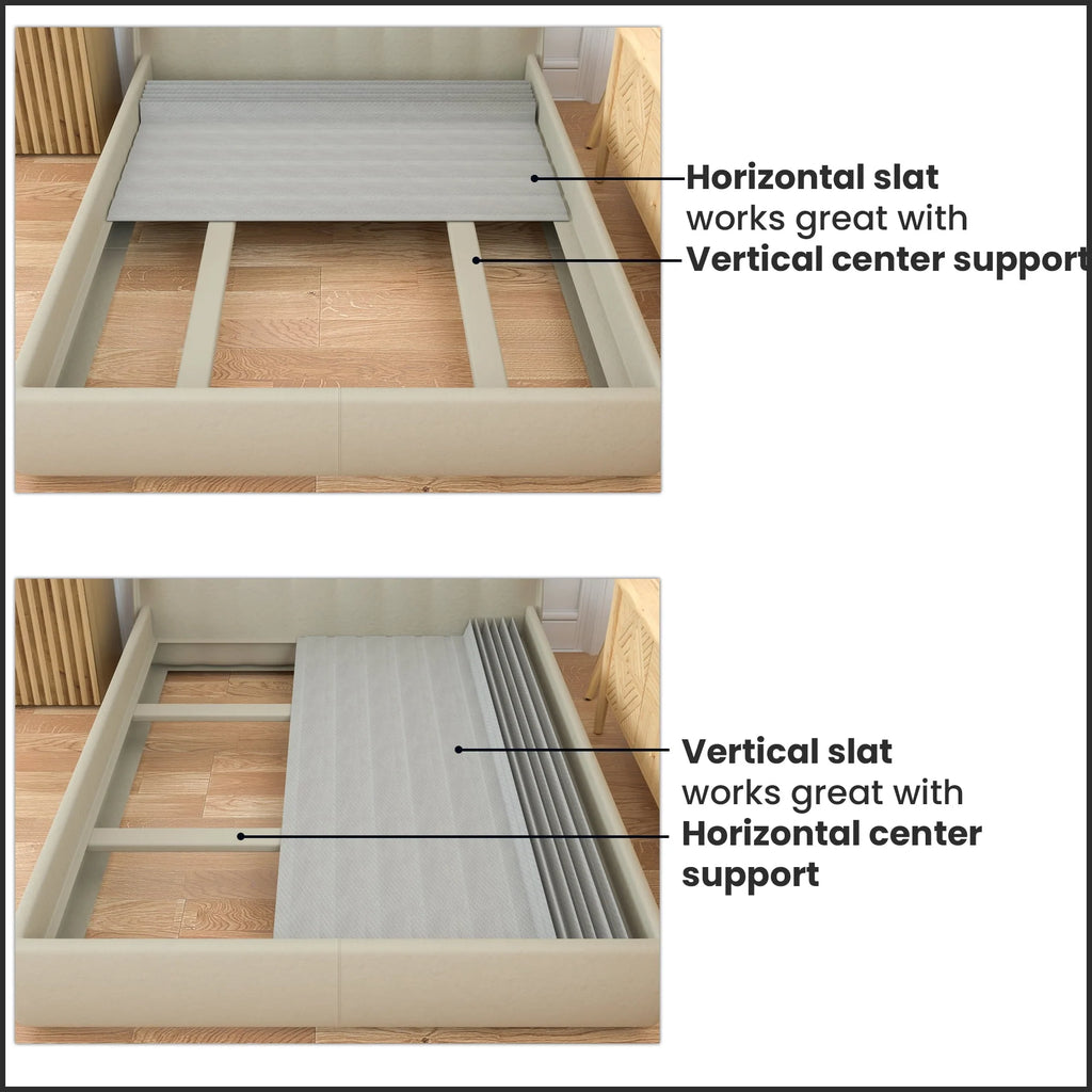 0.75” Vertical Mattress Support Wood Slats with Cover, Twin, Gray I295862