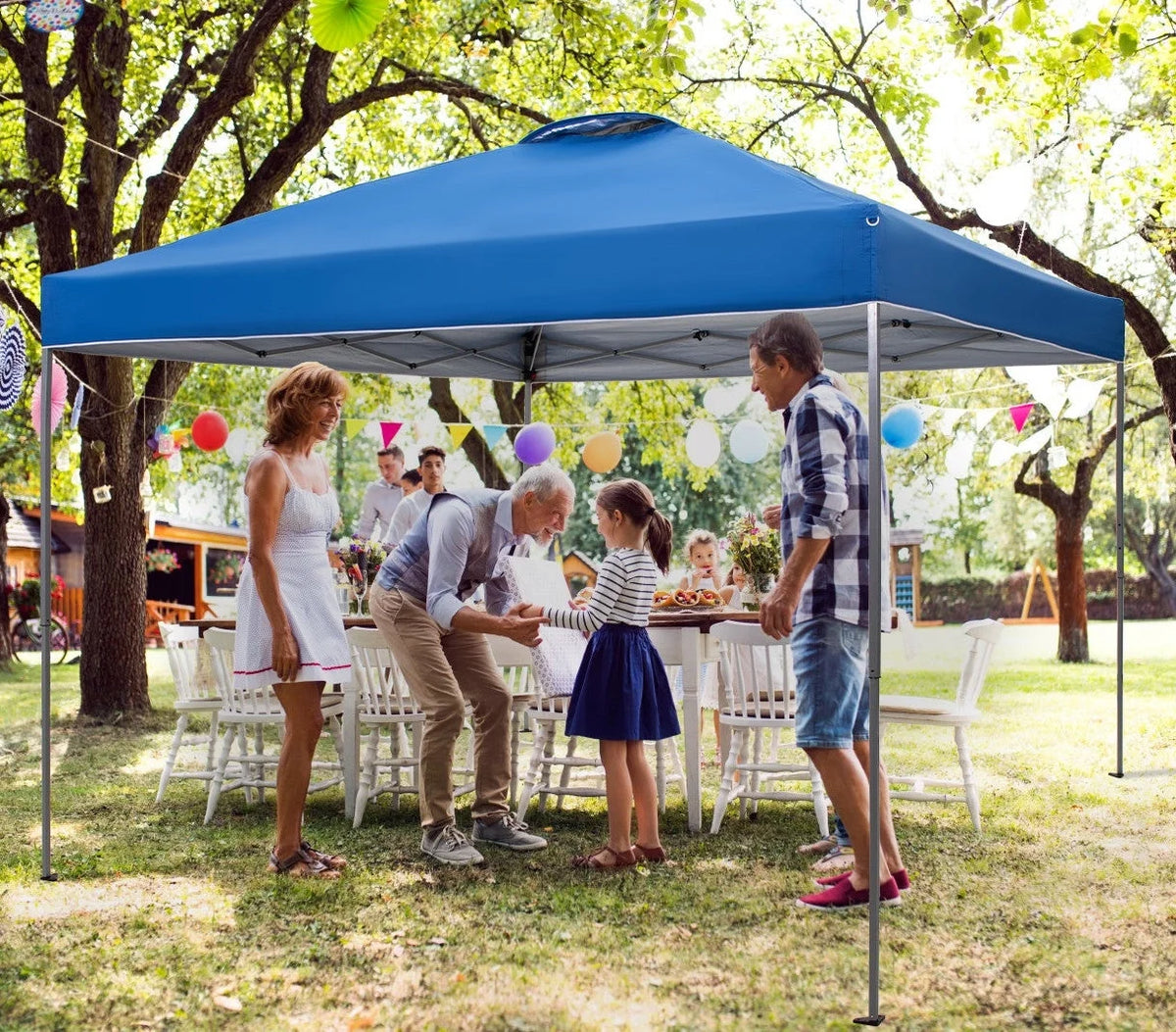 10' x 10' Blue Pop Up Canopy Tent with Wheeled Bag R65672