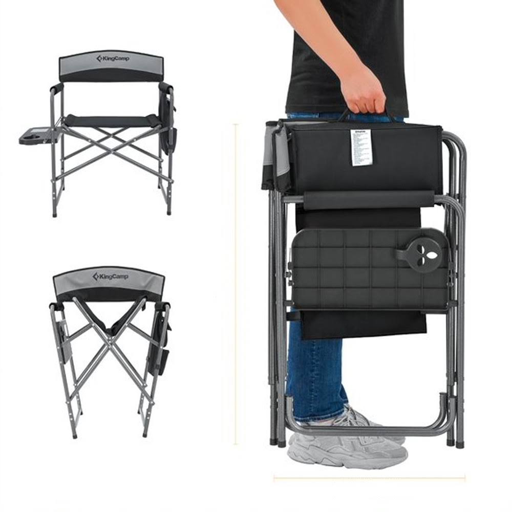 Heavy Duty Oversize Padded Folding Director Chair with Side Table Z654431