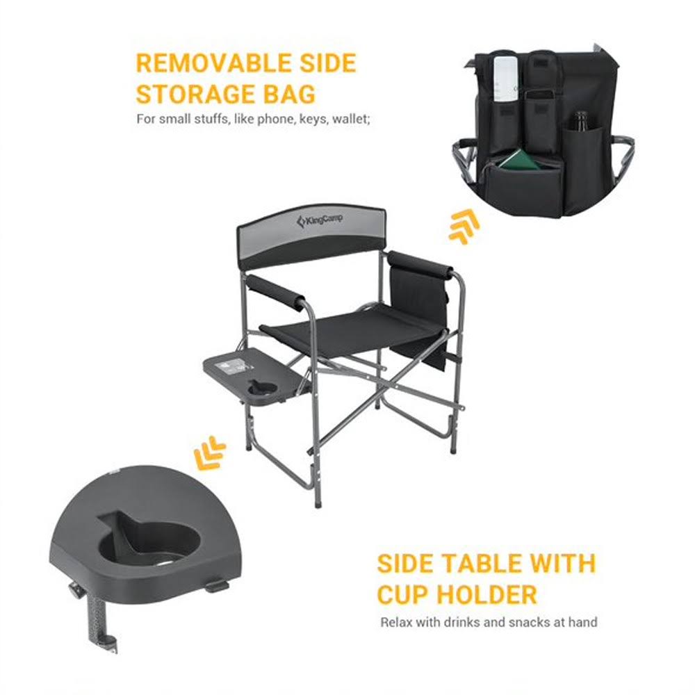 Heavy Duty Oversize Padded Folding Director Chair with Side Table Z654431