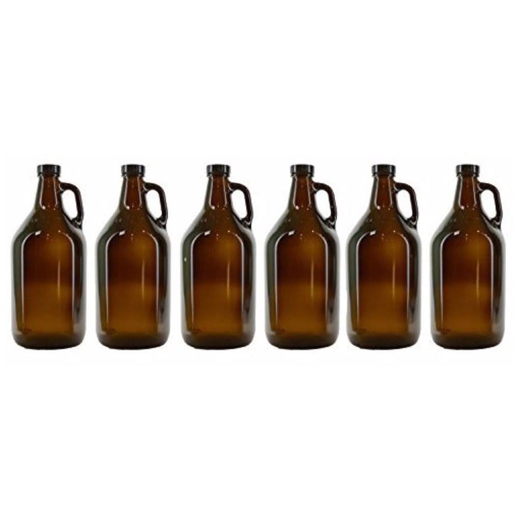 1/2 Gallon Amber Growlers Case of 6 with Polyseal Caps Q312