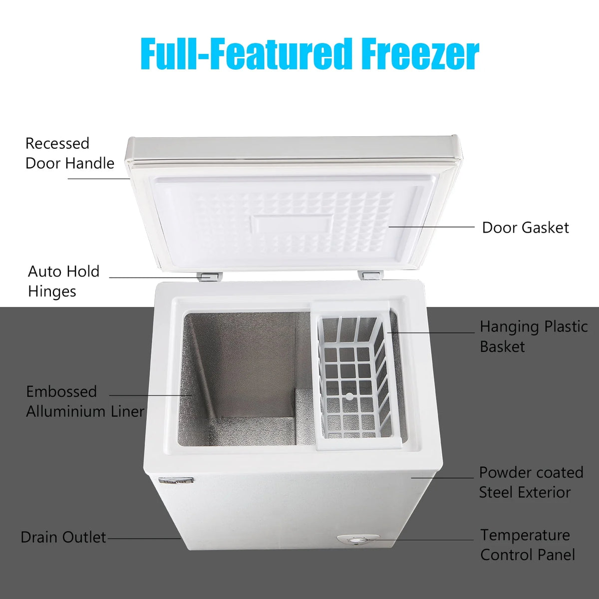3.5 Cubic Chest Freezer with Storage Basket M42501